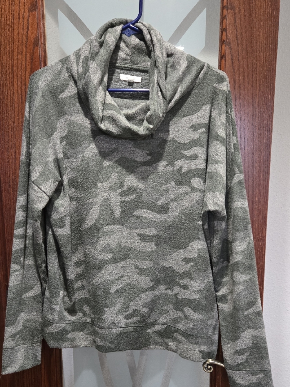Maurices Olive Green Camo Cowl-Neck Sweatshirt